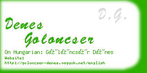 denes goloncser business card